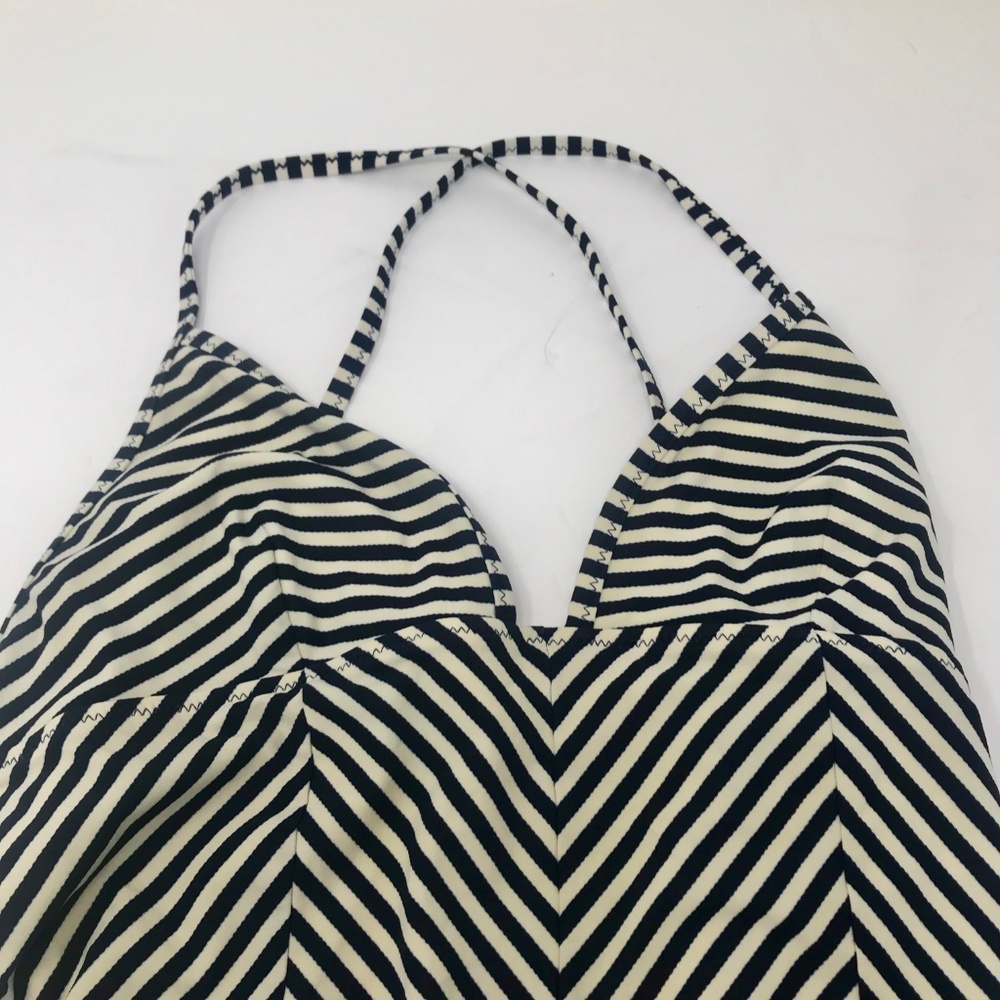 Tory Burch One Piece Swimsuit Black White Stripe - Picture 3 of 8